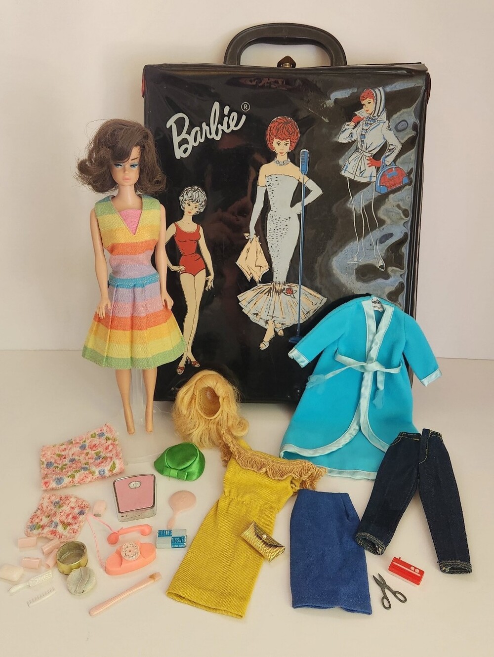 Vintage Barbie Fashion Queen Lot - Doll , Case , Clothing etc